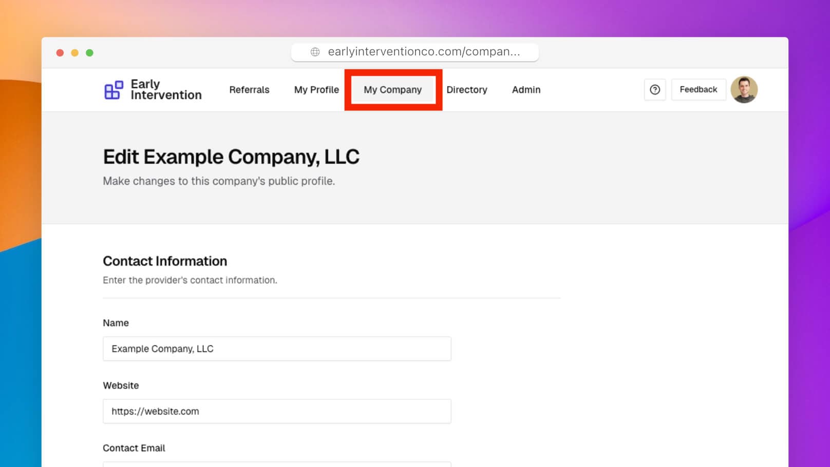 Editing Company Profile